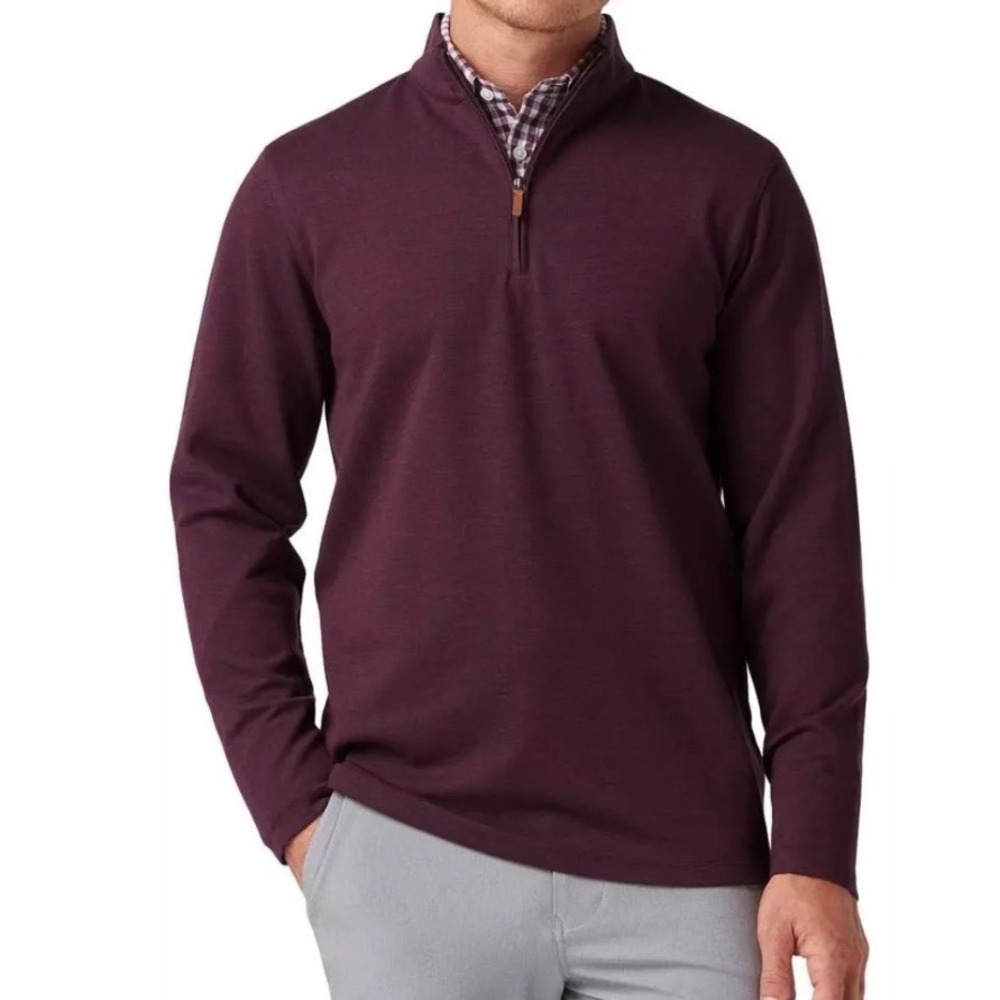 Mizzen+Main Mens KPI 1/4 Zip Pullover Wine Heather Performance Sweater M I02‎